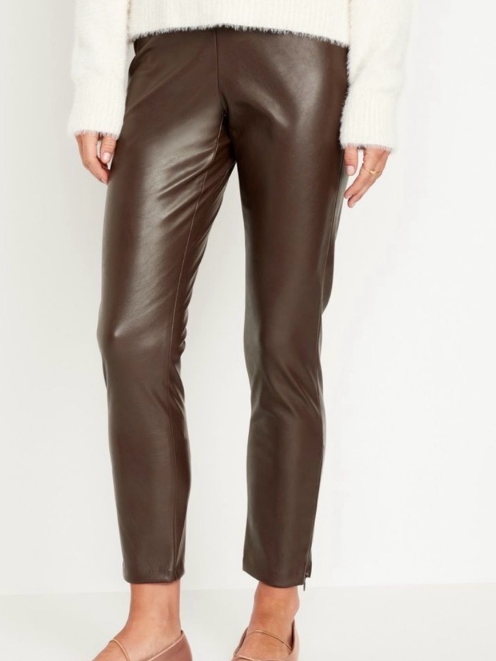 Old Navy Size 16 Faux Leather Slim Ankle Pants - Brown